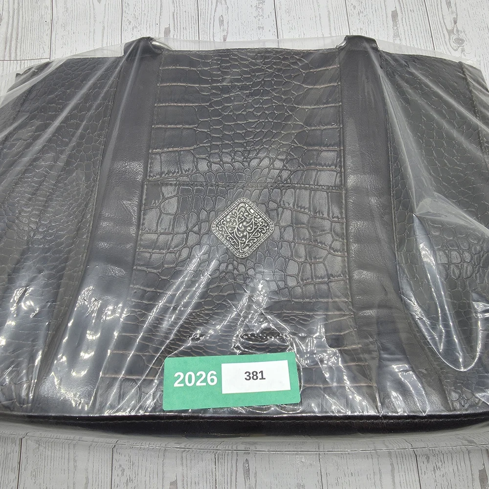 Coldwater Creek Juliana Croco Tote dark brown faux-crocodile exterior‎
